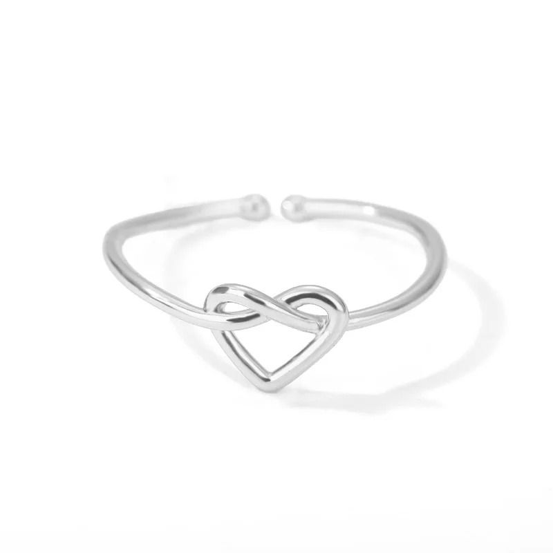 Gold Tone Stainless Steel Heart Ring For Women Adjustable 4