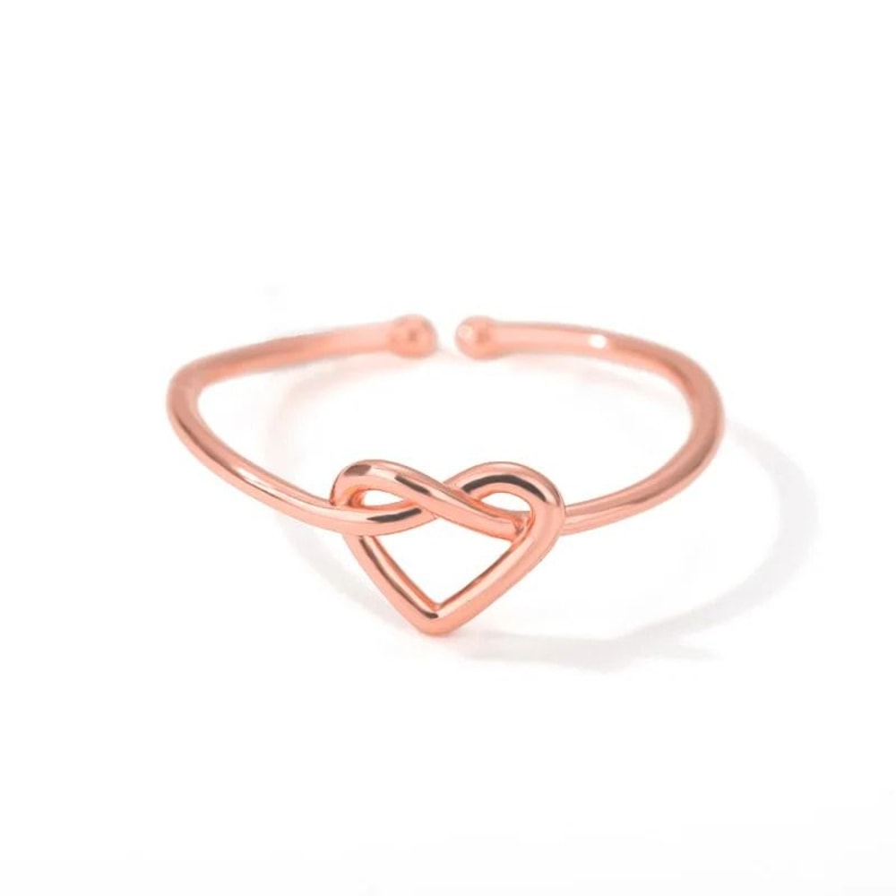 Gold Tone Stainless Steel Heart Ring For Women Adjustable 5