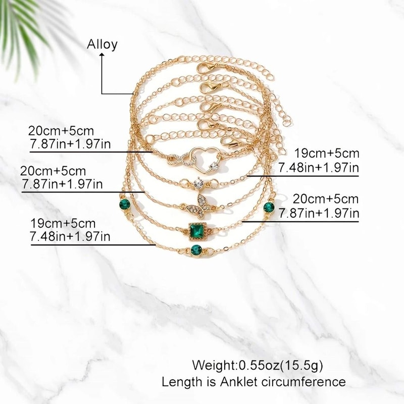 Vintage Style Rhinestone Bracelet Set Infinity And Geometric Designs 5 Pieces 2