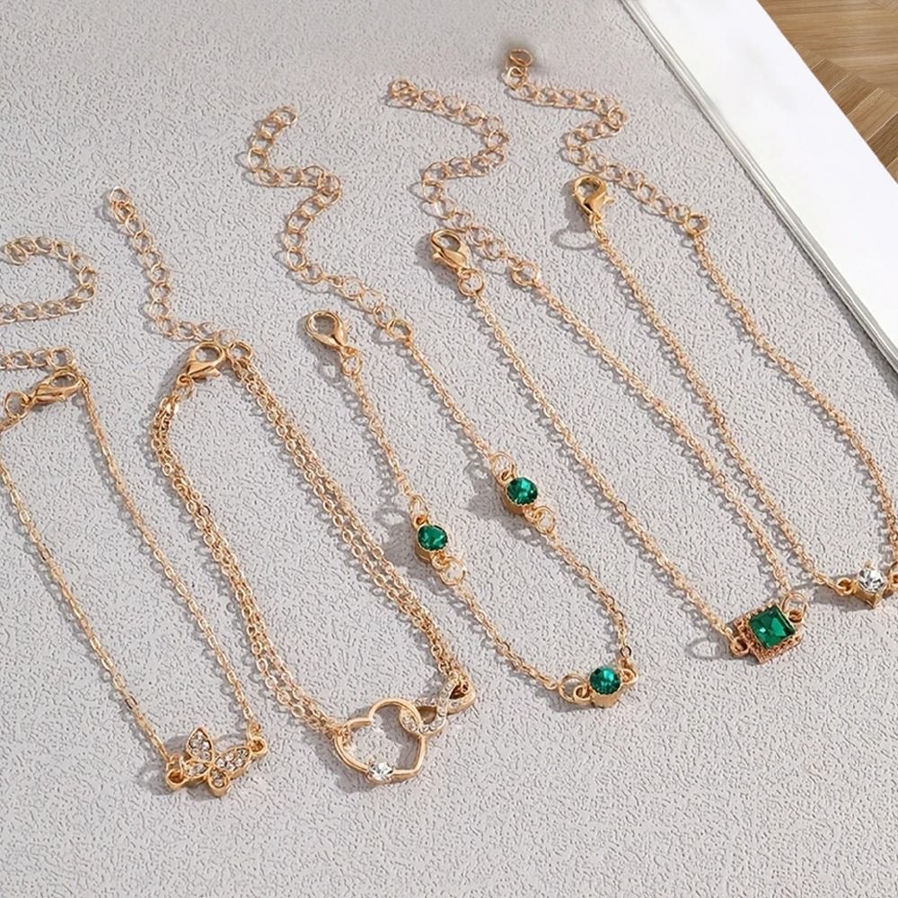 Vintage Style Rhinestone Bracelet Set Infinity And Geometric Designs 5 Pieces 5