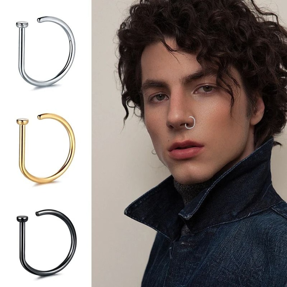 Non Piercing Nose Ring Stainless Steel Minimalist Septum Style 0