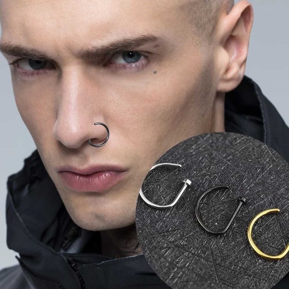 Non Piercing Nose Ring Stainless Steel Minimalist Septum Style 1