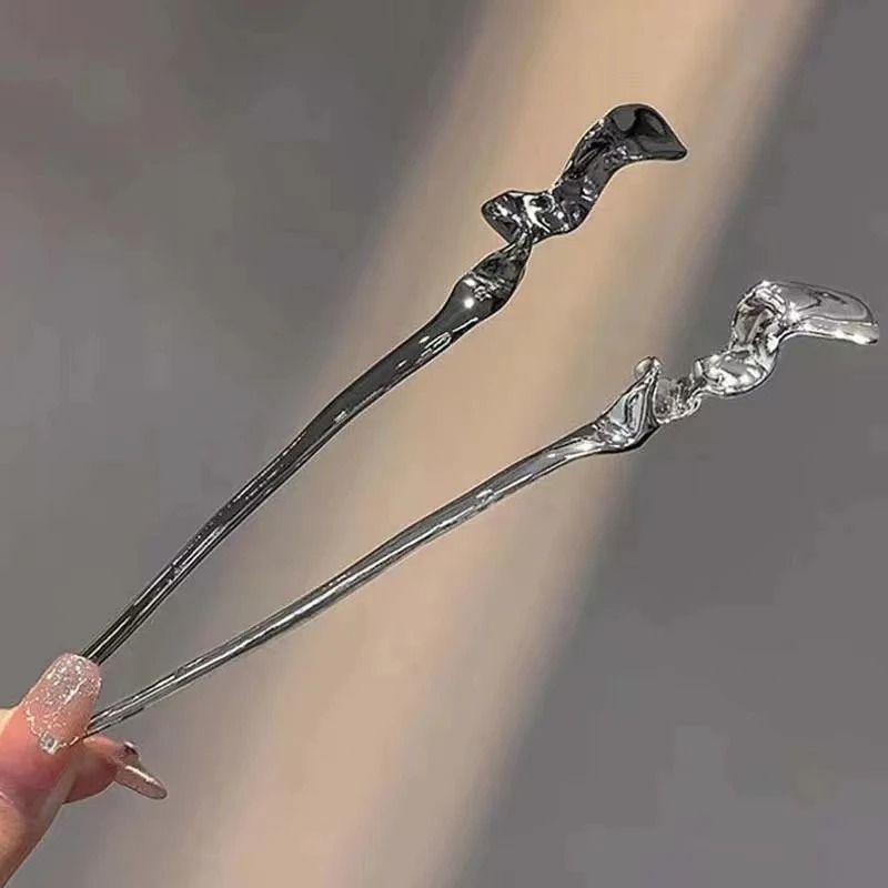 Minimalist Metal Hair Stick Punk Inspired Chinese Style Hairpin 1