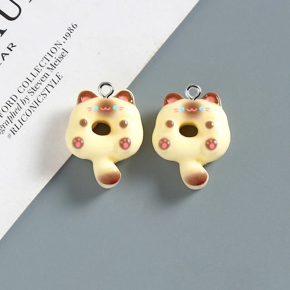 Cute Donut Cat Resin Charms For Jewelry Making Set Of 10 9