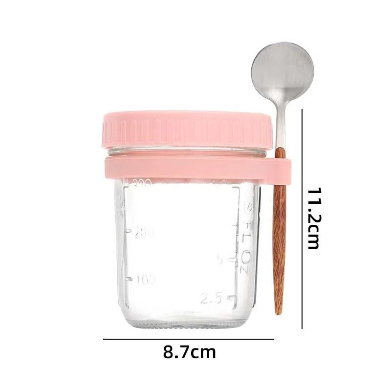 Overnight Oats Glass Container With Lid And Spoon Portable Breakfast Cup 9