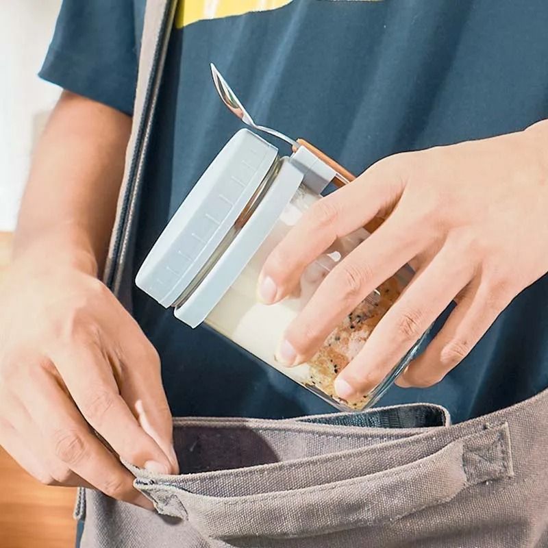 Overnight Oats Glass Container With Lid And Spoon Portable Breakfast Cup 4