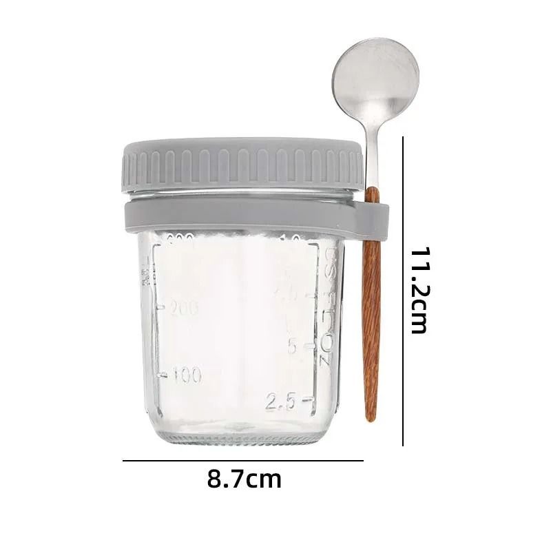 Overnight Oats Glass Container With Lid And Spoon Portable Breakfast Cup 7