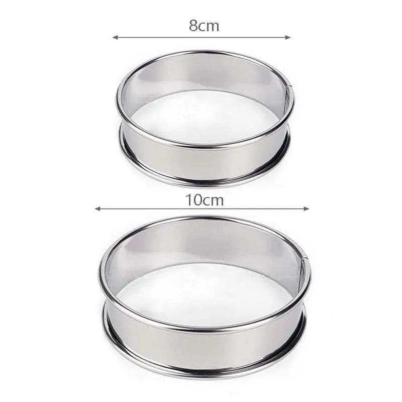 Stainless Steel Muffin Tart Rings Set Of 5 Double Rolled Baking Molds 2