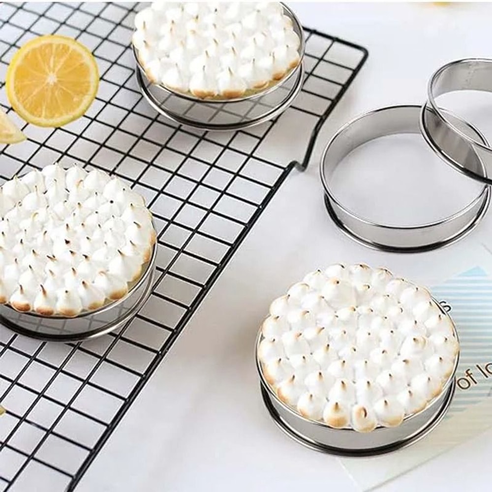 Stainless Steel Muffin Tart Rings Set Of 5 Double Rolled Baking Molds 6
