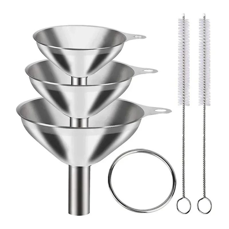 Stainless Steel Kitchen Funnel Set For Bottles Oils And Spices 8