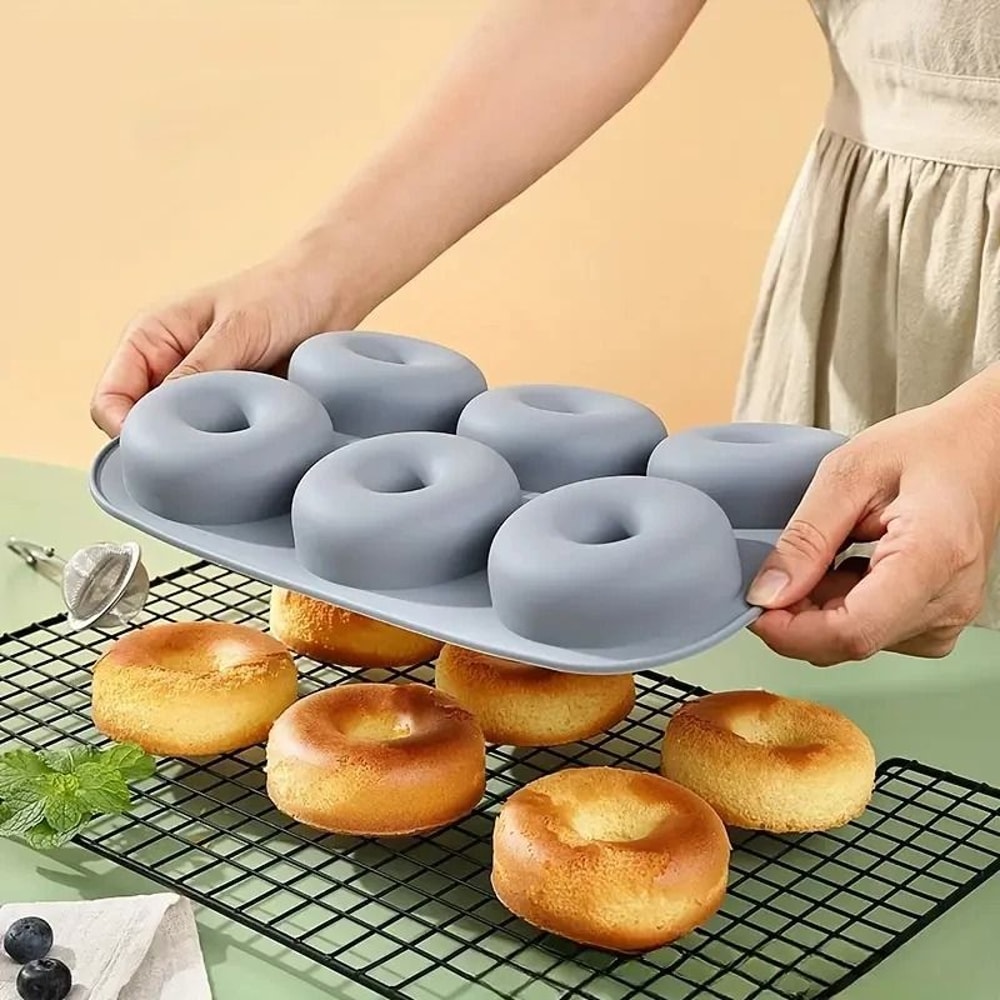 6 Hole Silicone Donut Baking Mold Non Stick Oven Safe Bakeware 0