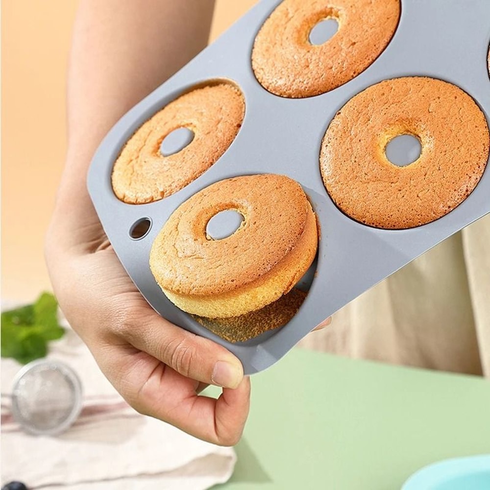 6 Hole Silicone Donut Baking Mold Non Stick Oven Safe Bakeware 4