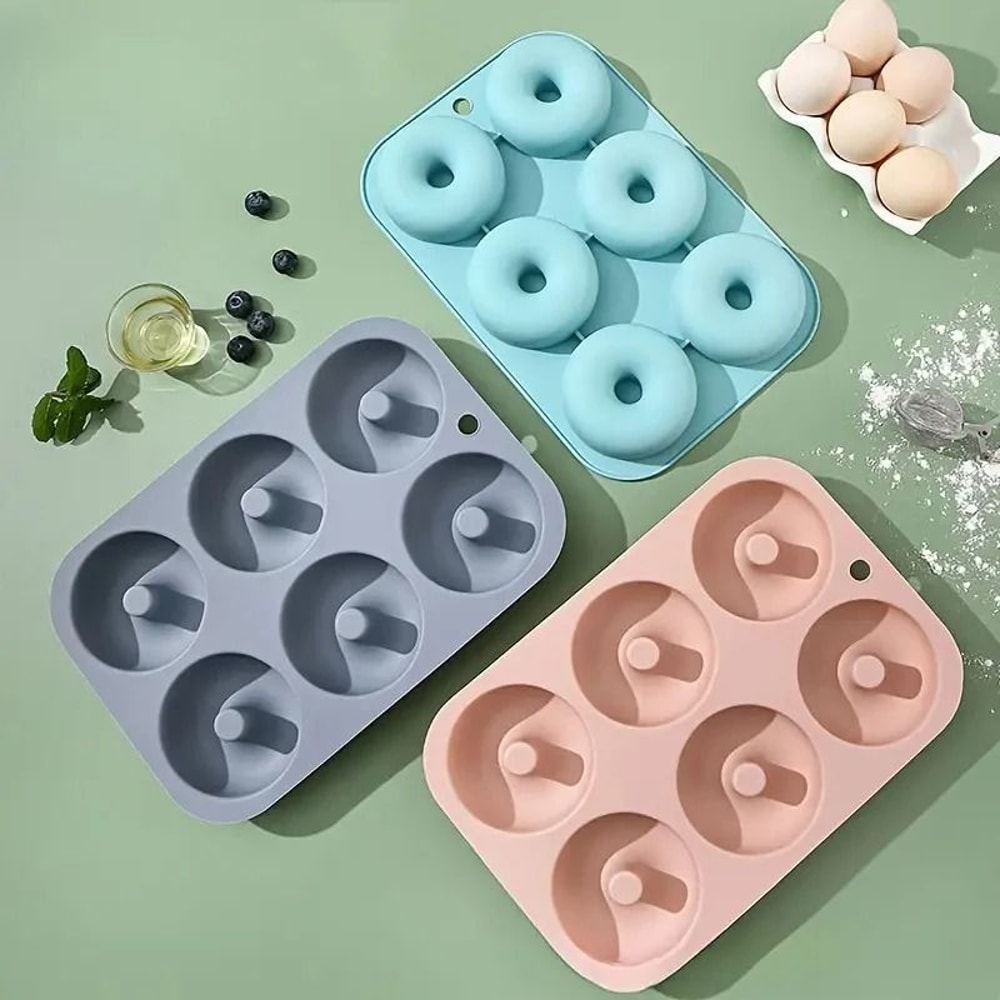 6 Hole Silicone Donut Baking Mold Non Stick Oven Safe Bakeware 6