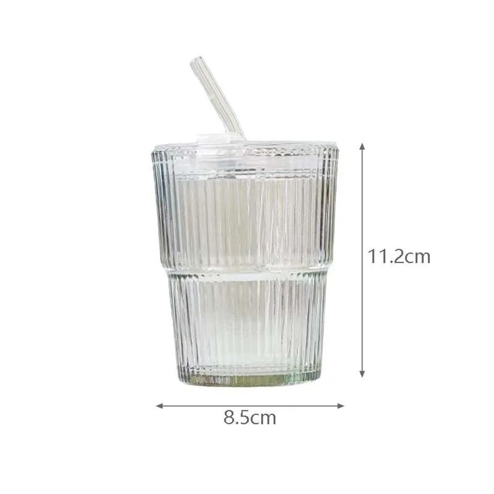 450ml Glass Cup With Lid And Straw Leakproof Heat Resistant Drinkware 2