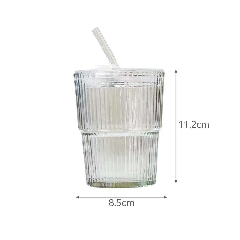 450ml Glass Cup With Lid And Straw Leakproof Heat Resistant Drinkware 2