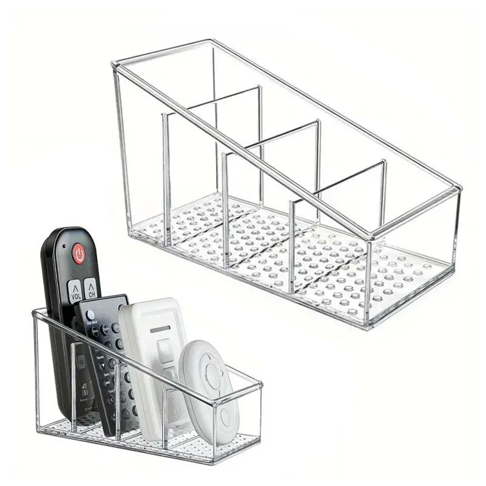 4 Grid Clear Desktop Organizer For Remotes Phones And Small Essentials 0