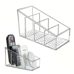 4 grid clear desktop organizer for remotes phones and small essentials