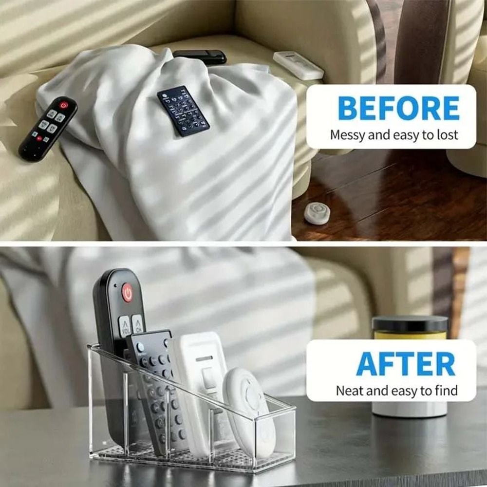 4 Grid Clear Desktop Organizer For Remotes Phones And Small Essentials 3