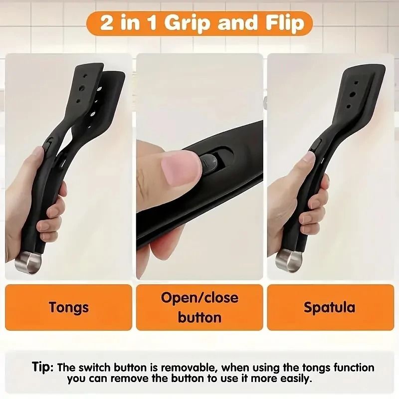 Silicone Kitchen Tong Spatula For Non Stick Cooking And Grilling 6