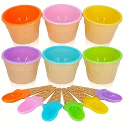 reusable cartoon ice cream bowl and spoon set for kids