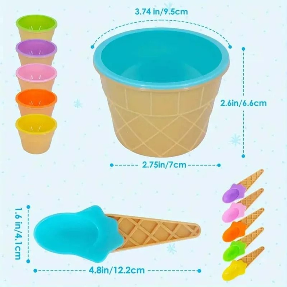 Reusable Cartoon Ice Cream Bowl And Spoon Set For Kids 1