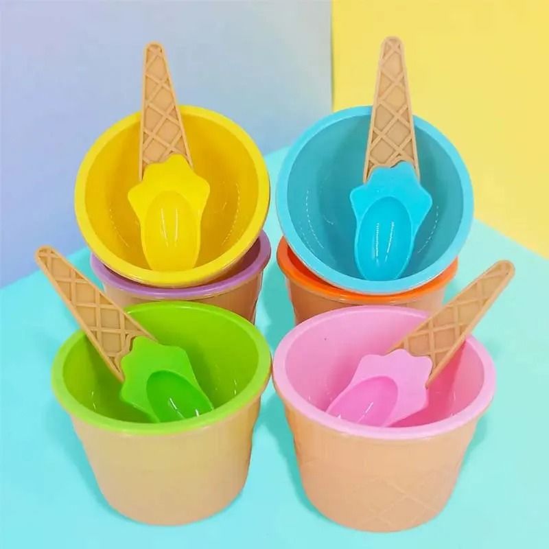 Reusable Cartoon Ice Cream Bowl And Spoon Set For Kids 2