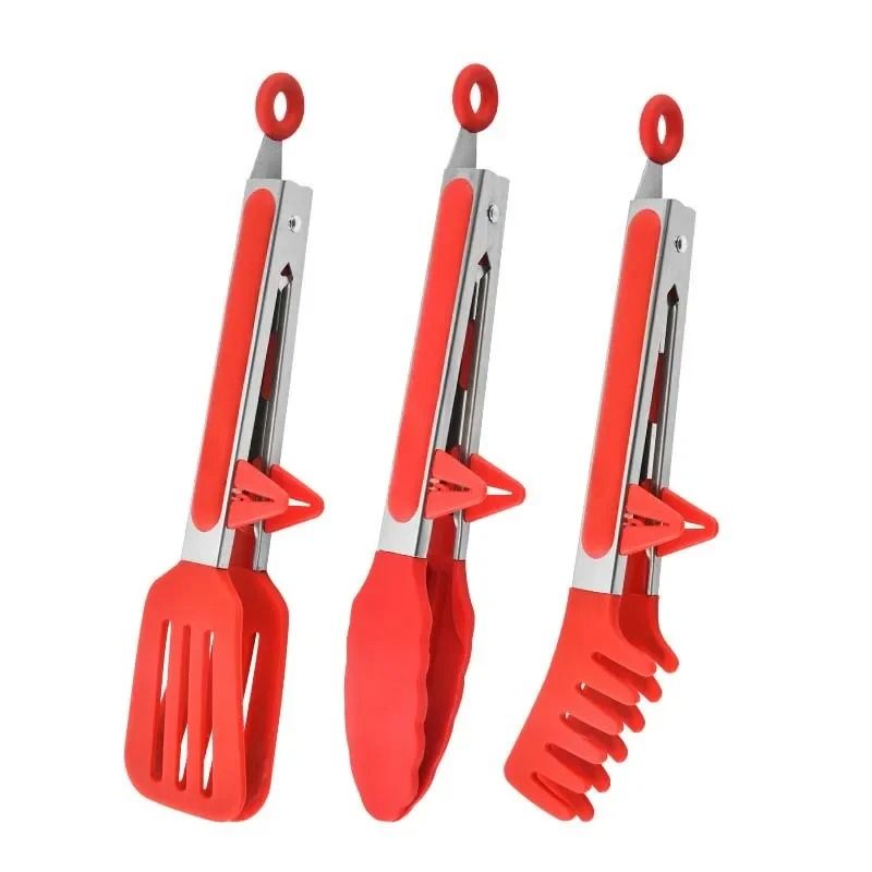 Silicone And Stainless Steel Kitchen Tongs Set For Cooking And BBQ 9