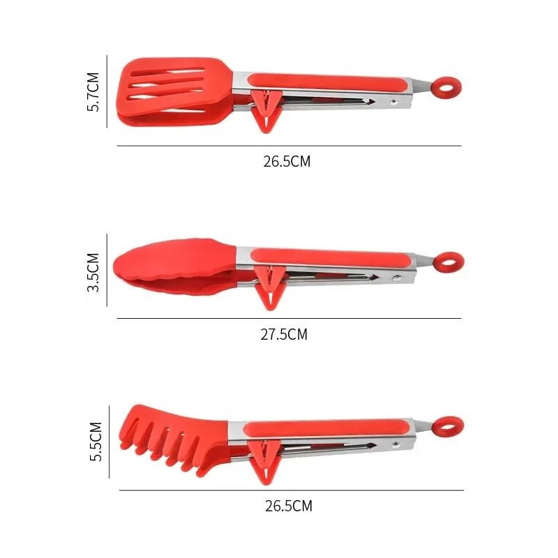 Silicone And Stainless Steel Kitchen Tongs Set For Cooking And BBQ 2