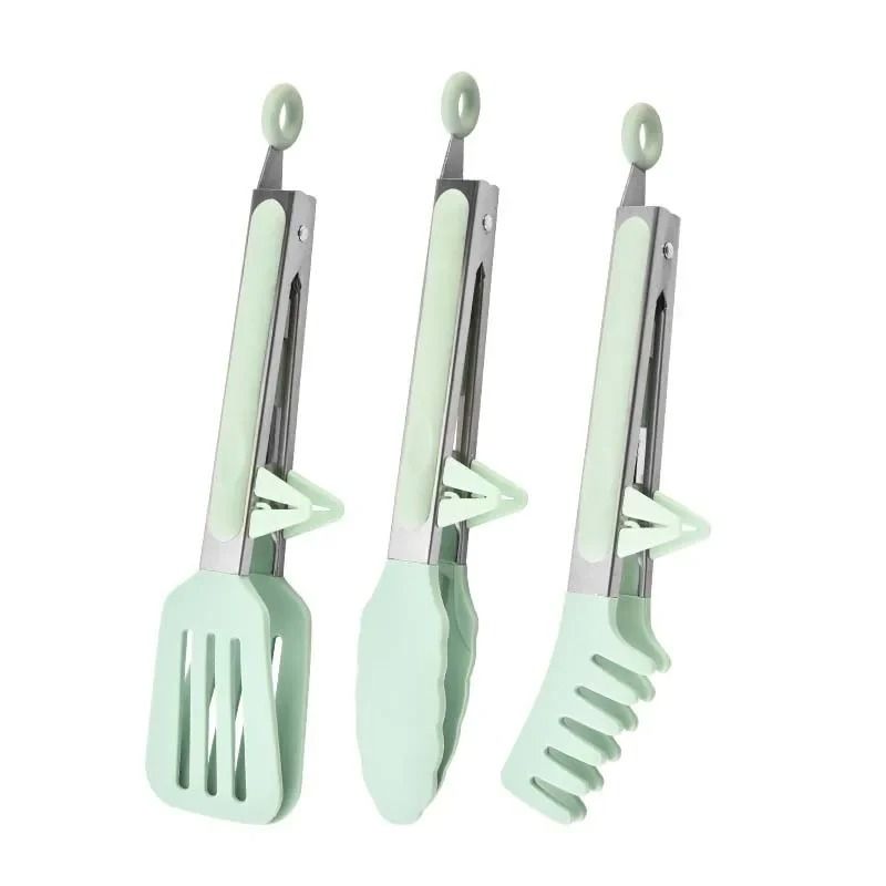 Silicone And Stainless Steel Kitchen Tongs Set For Cooking And BBQ 8