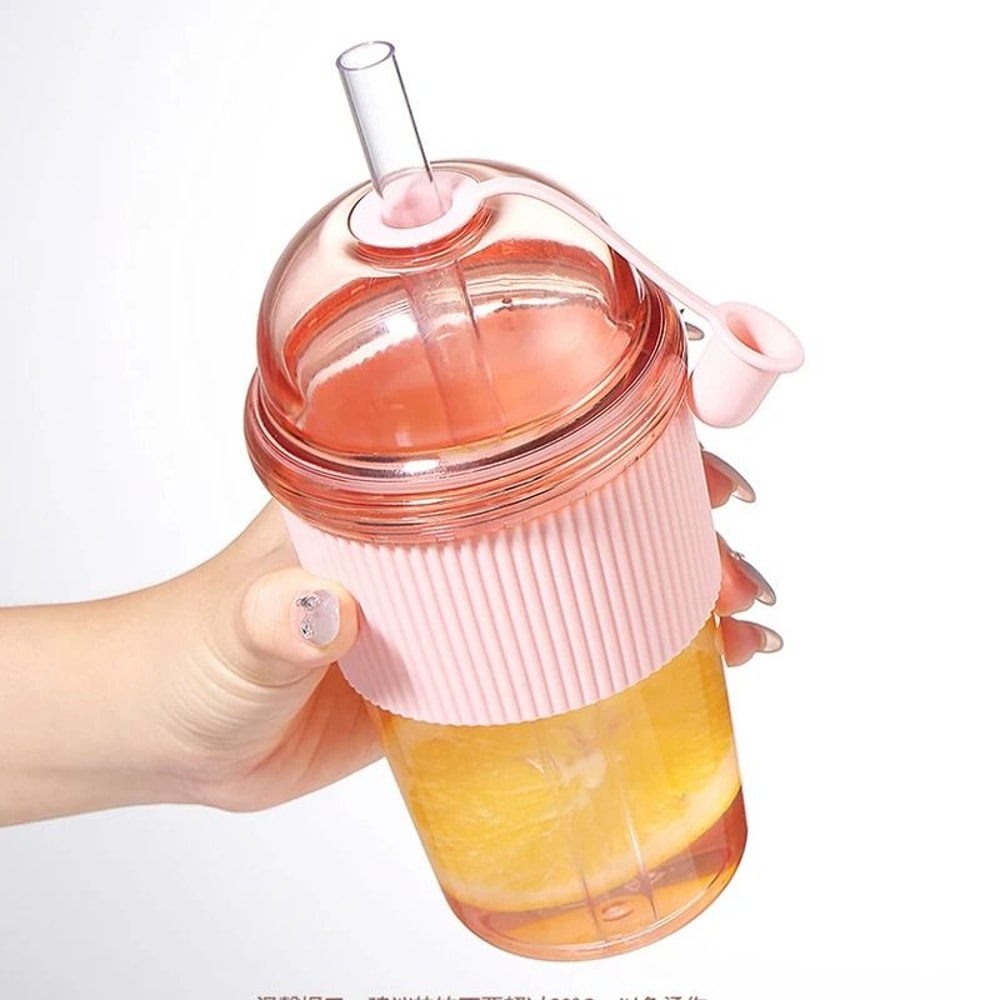 630ml Straw Water Bottle With Lid Reusable Drink Cup 1