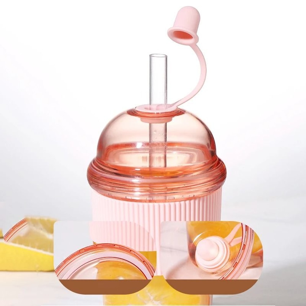 630ml Straw Water Bottle With Lid Reusable Drink Cup 2