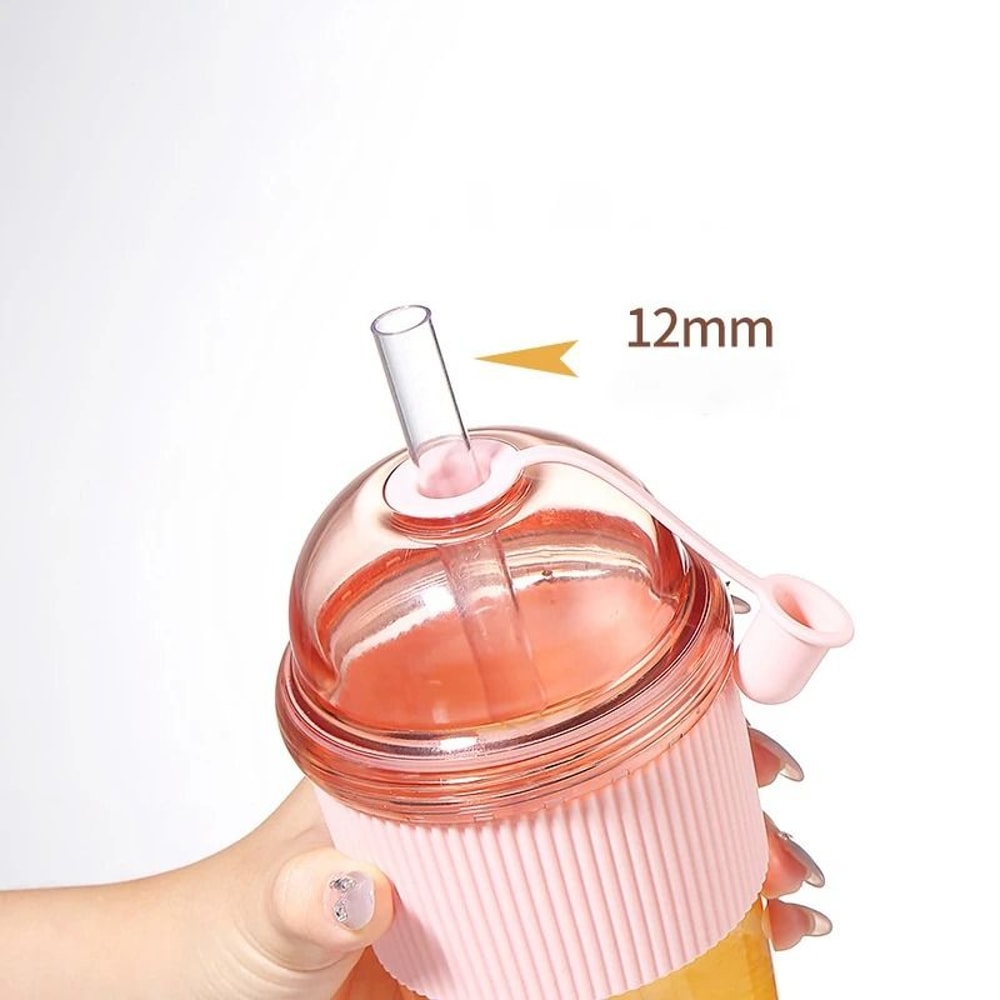 630ml Straw Water Bottle With Lid Reusable Drink Cup 4