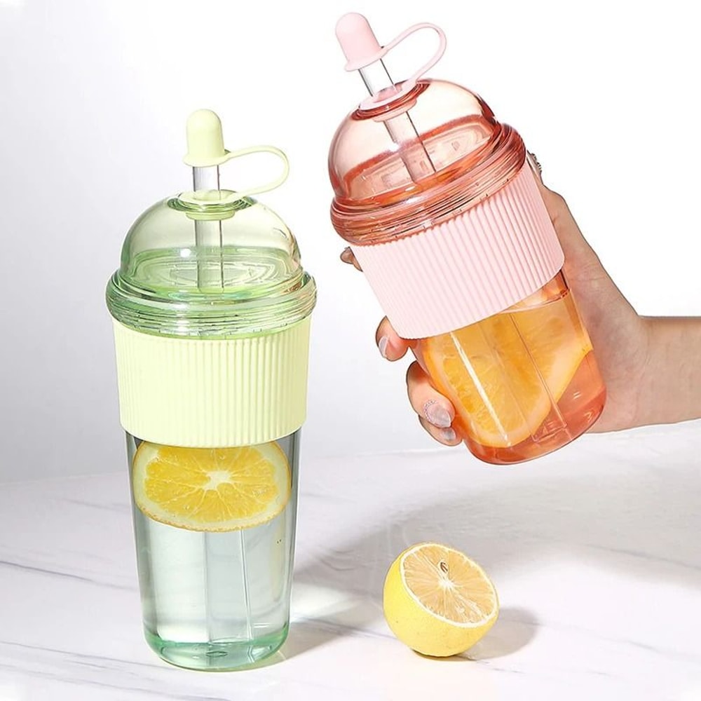 630ml Straw Water Bottle With Lid Reusable Drink Cup 5