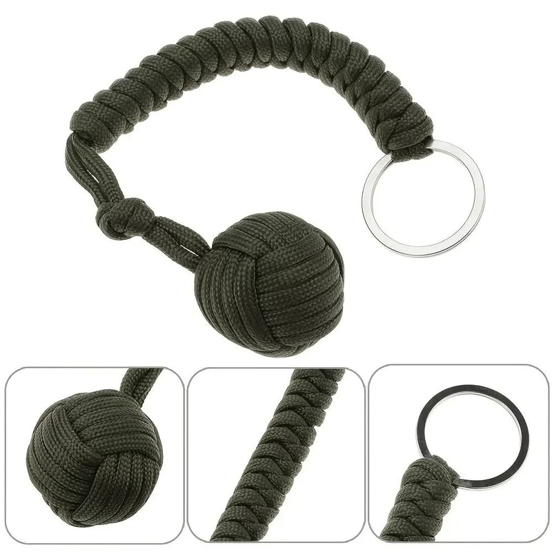 Paracord Monkey Fist Survival Keychain With Steel Ball 2