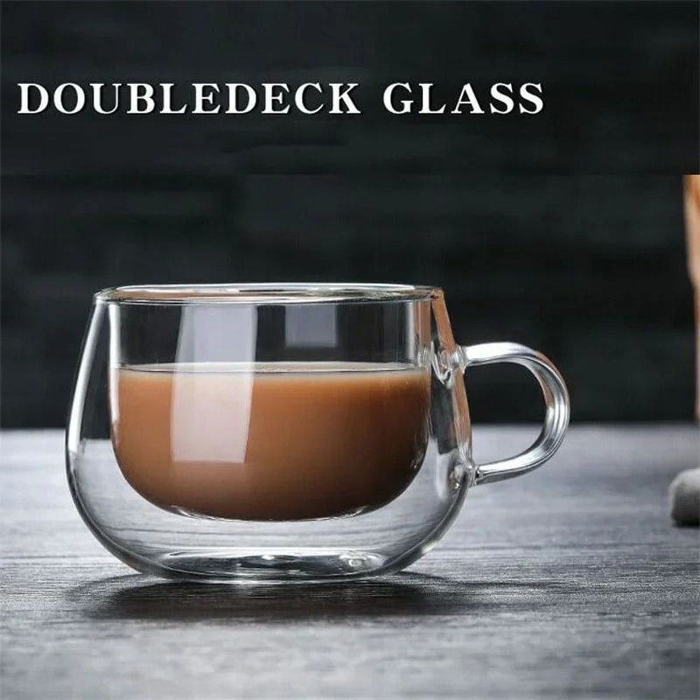 Clear Double Wall Glass Mug For Coffee And Tea 2