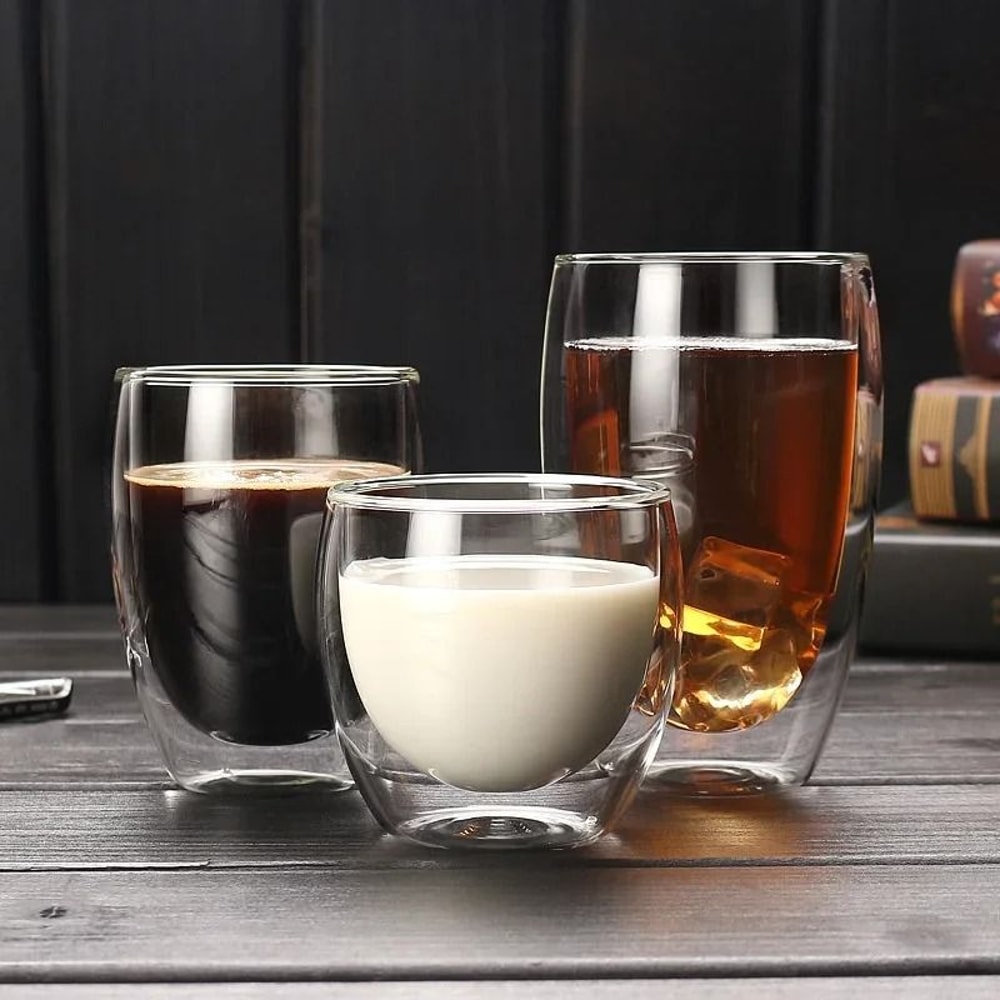 Double Wall Insulated Glass Cup For Coffee And Drinks 0