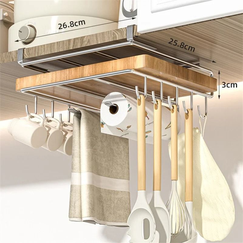 Stainless Steel Over Sink Kitchen Organizer Rack With Hooks 1