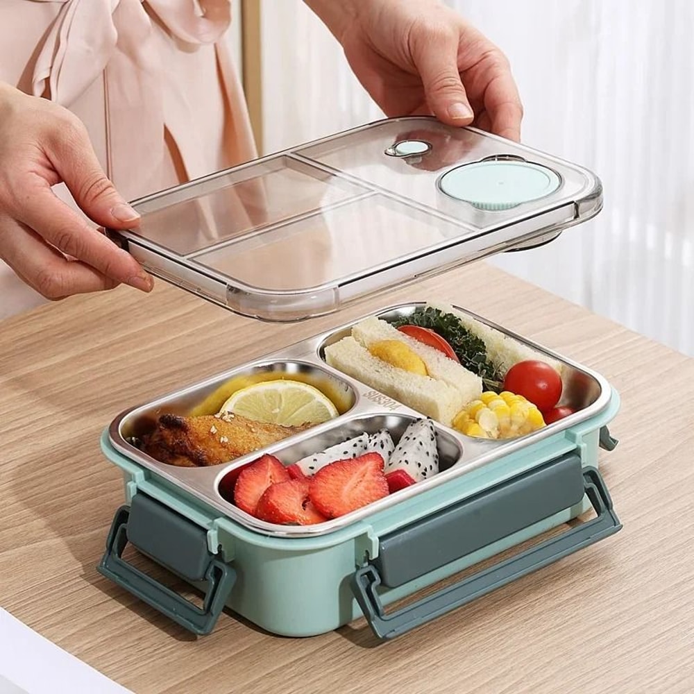 Stainless Steel Bento Lunch Box With Tableware 0