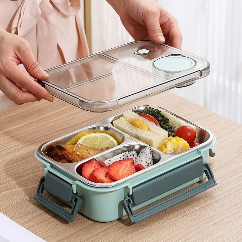 Stainless Steel Bento Lunch Box With Tableware 1