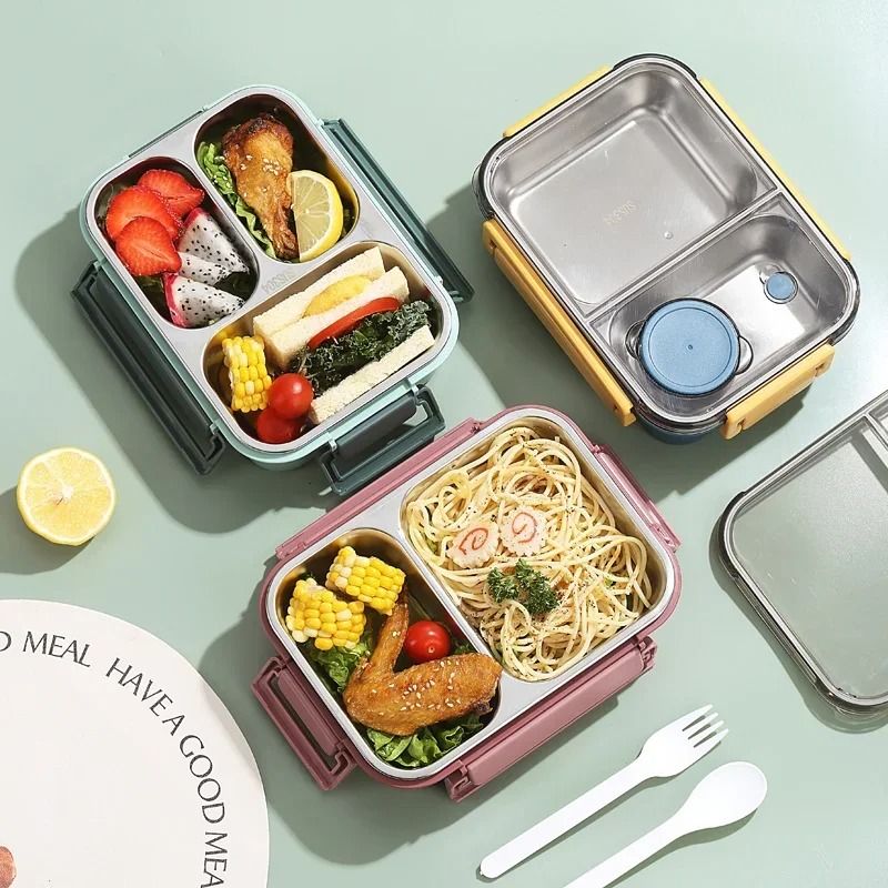 Stainless Steel Bento Lunch Box With Tableware 3