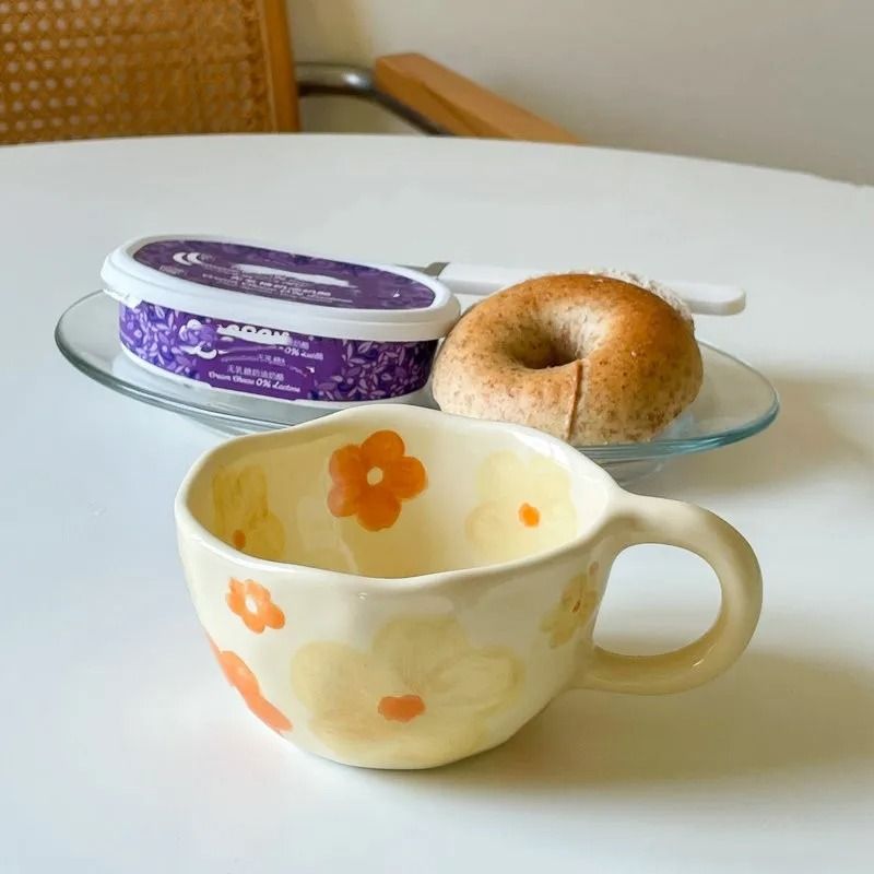 Handcrafted Irregular Flower Ceramic Coffee Mug 2