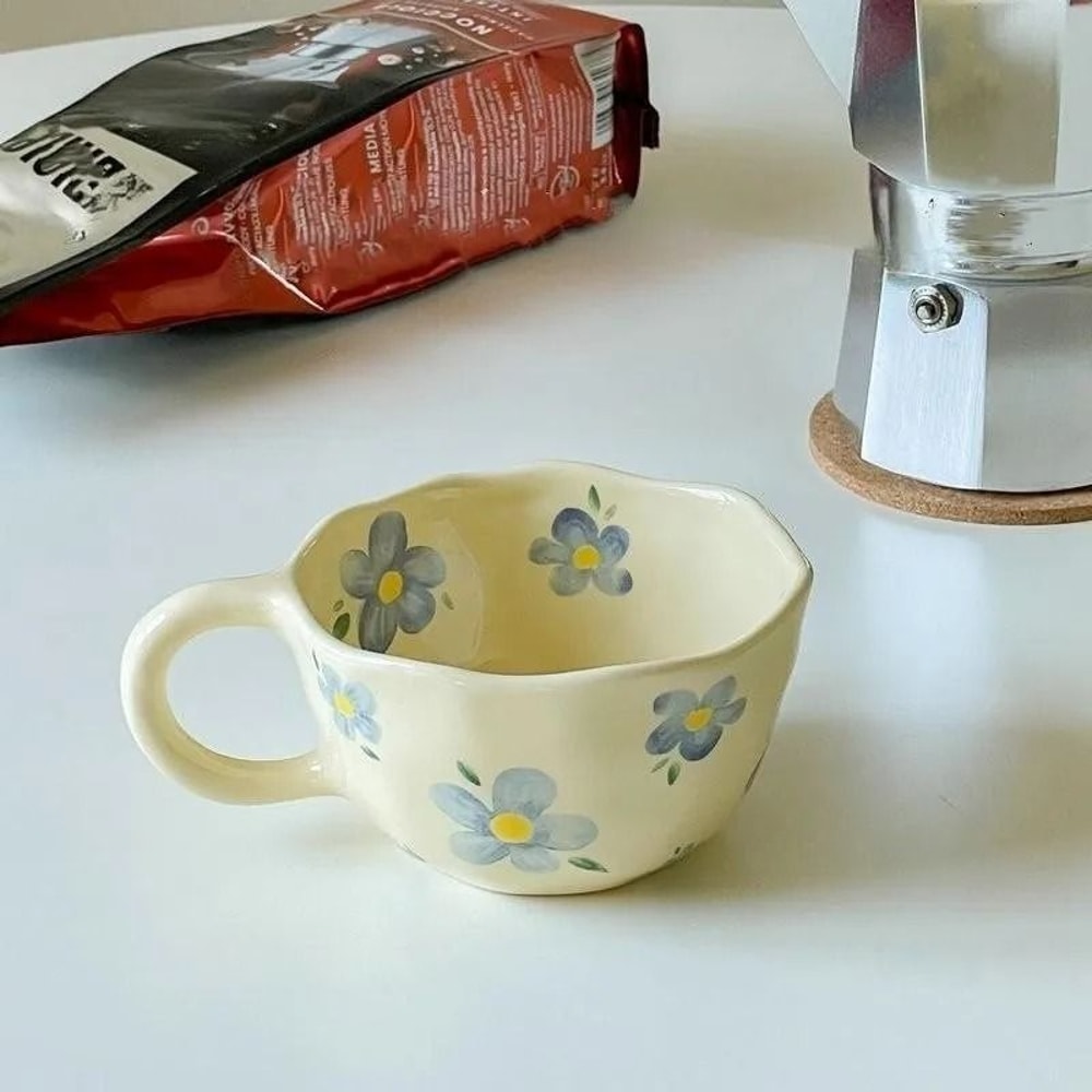 Handcrafted Irregular Flower Ceramic Coffee Mug 4