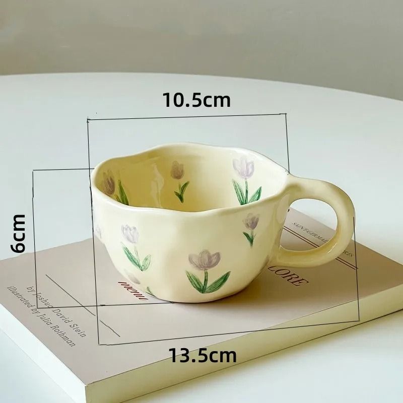 Handcrafted Irregular Flower Ceramic Coffee Mug 5