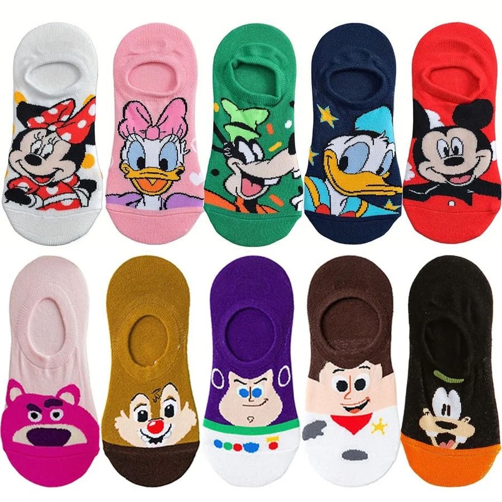 Cartoons Street Style Invisible Socks For Men And Women 10 Pairs 0