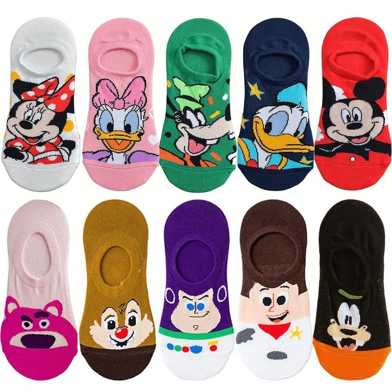 Cartoons Street Style Invisible Socks For Men And Women 10 Pairs 0