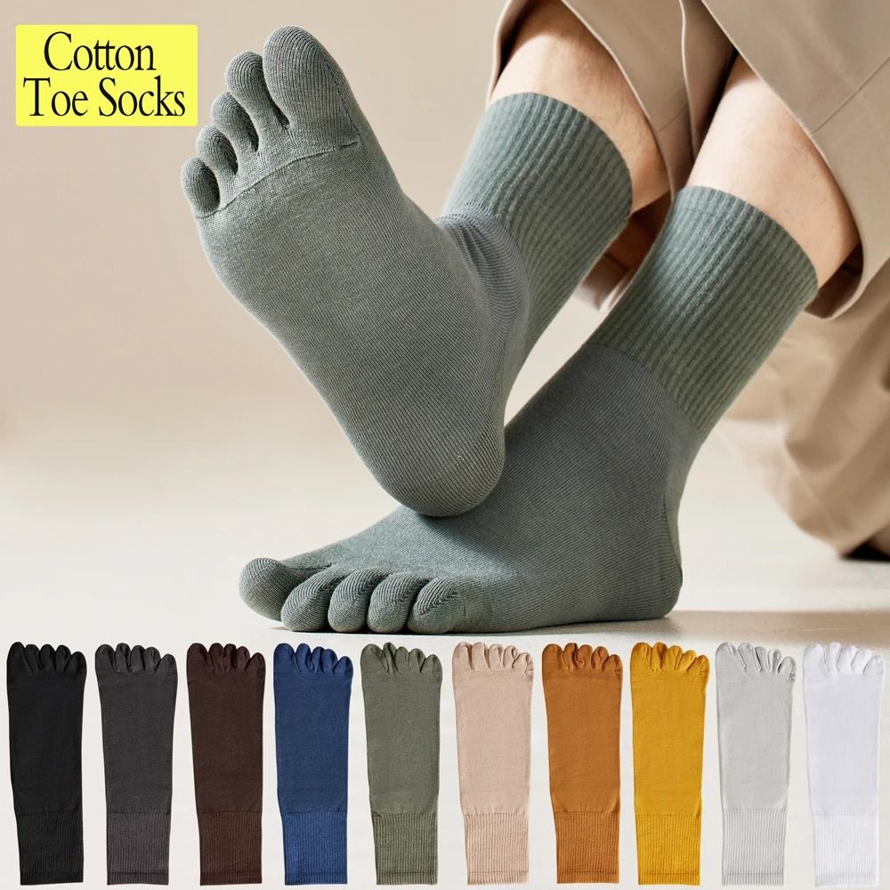 Mens Cotton Toe Socks For Sports And Daily Wear 0