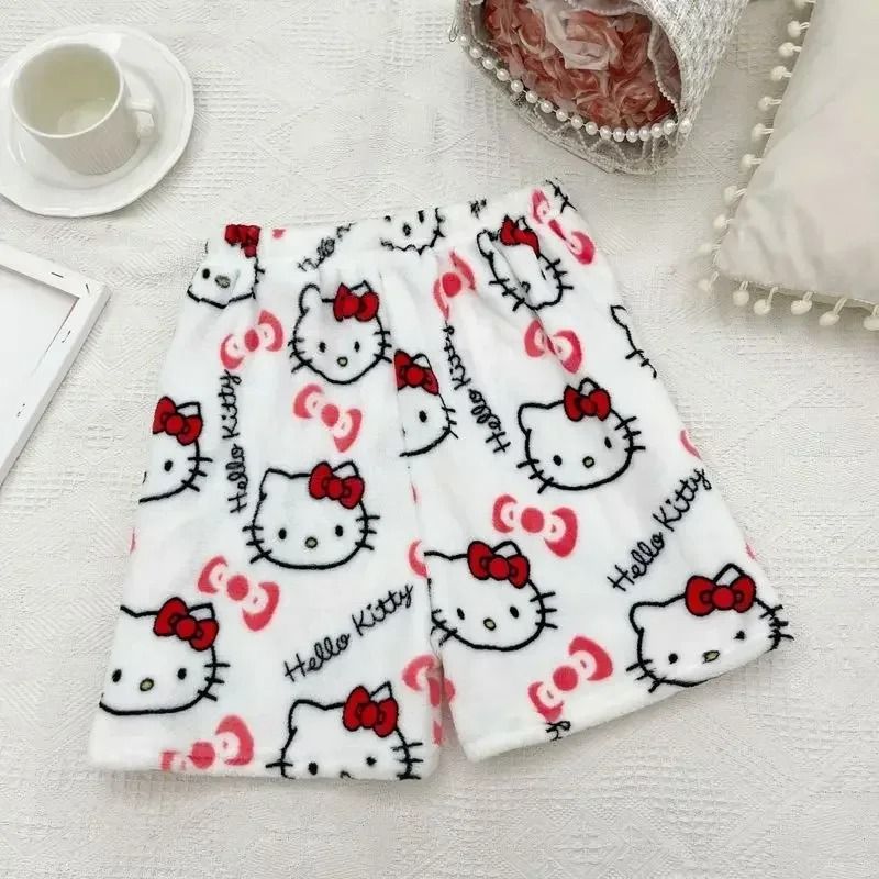 Cartoon Print Plush Lounge Pajama Pants For Women 9