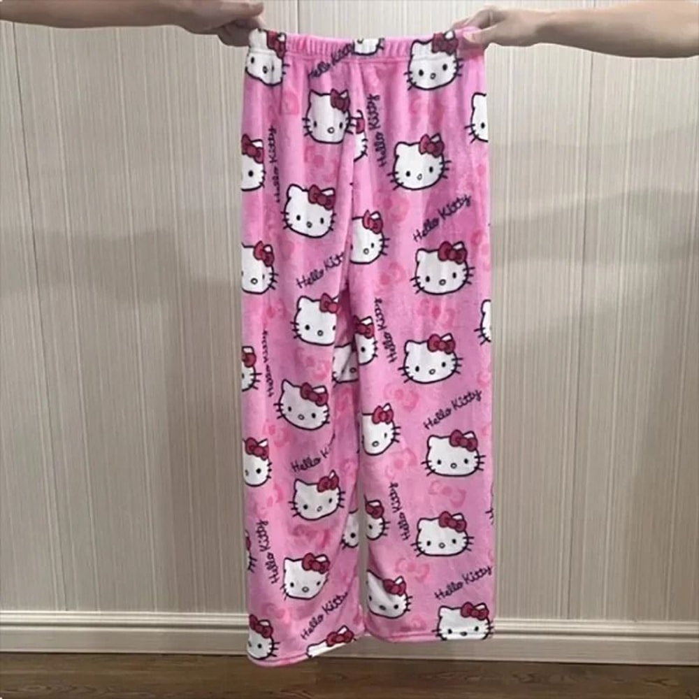 Cartoon Print Plush Lounge Pajama Pants For Women 10