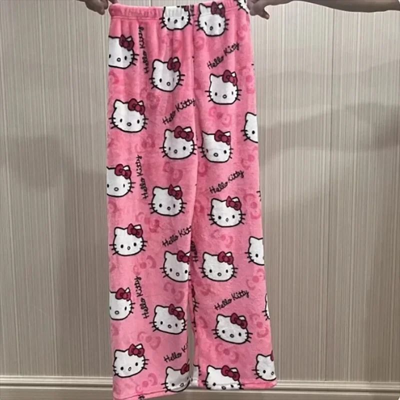 Cartoon Print Plush Lounge Pajama Pants For Women 11