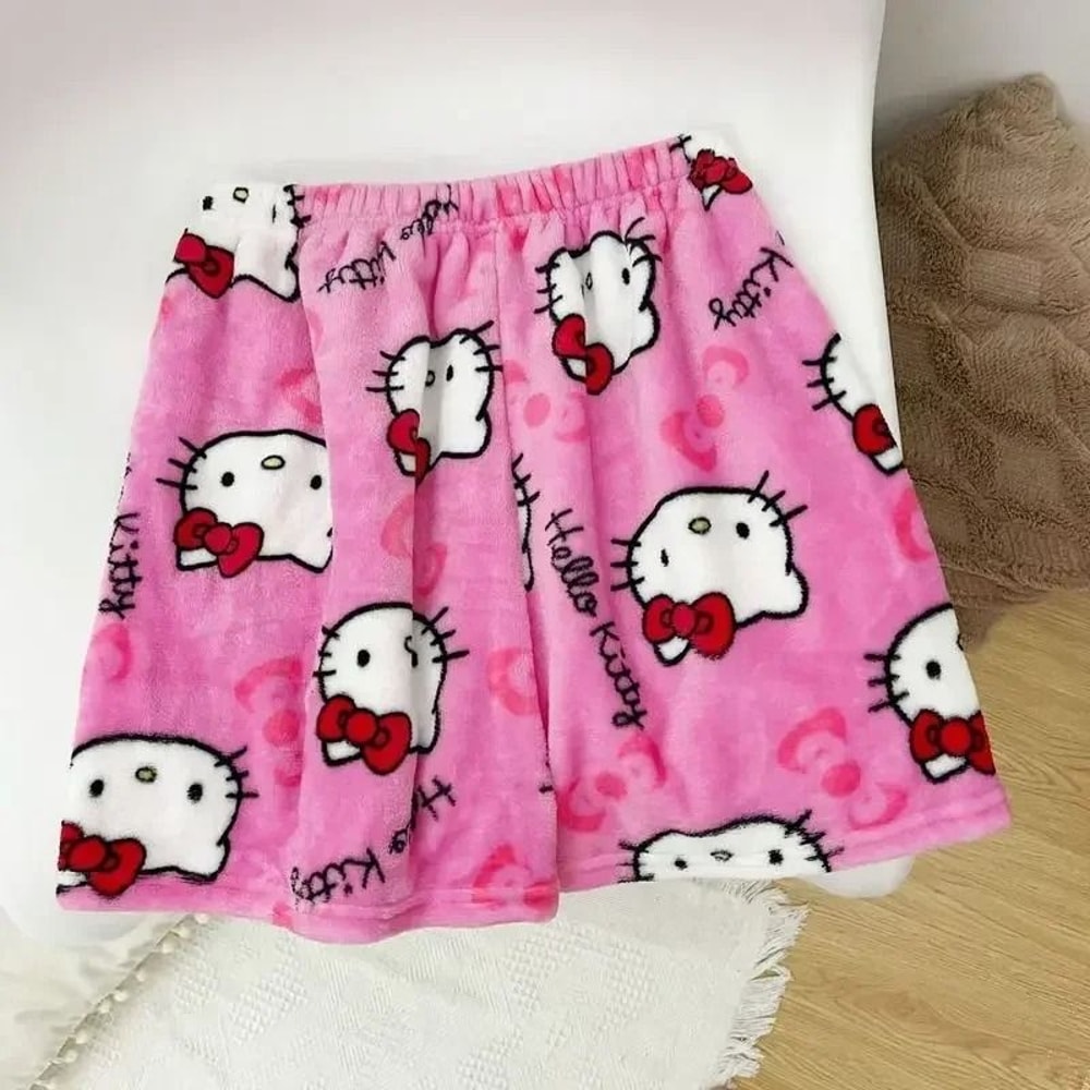 Cartoon Print Plush Lounge Pajama Pants For Women 1